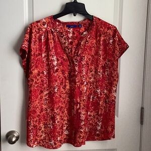 Apt. 9 Red Mandarin Collar Relaxed Blouse NWOT